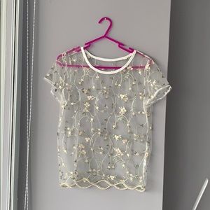 Meshed Pastel Flower Top